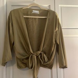 UO satin 3/4 length sleeve top